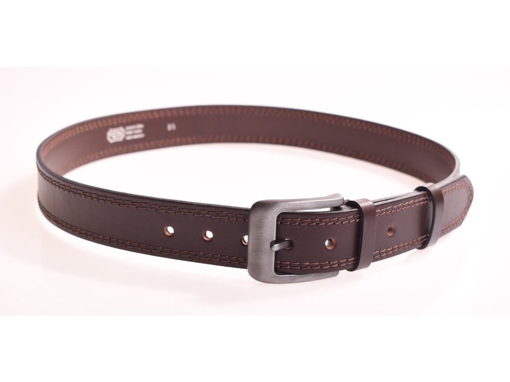 Pánský kožený opasek KUBÁT hnědý matný