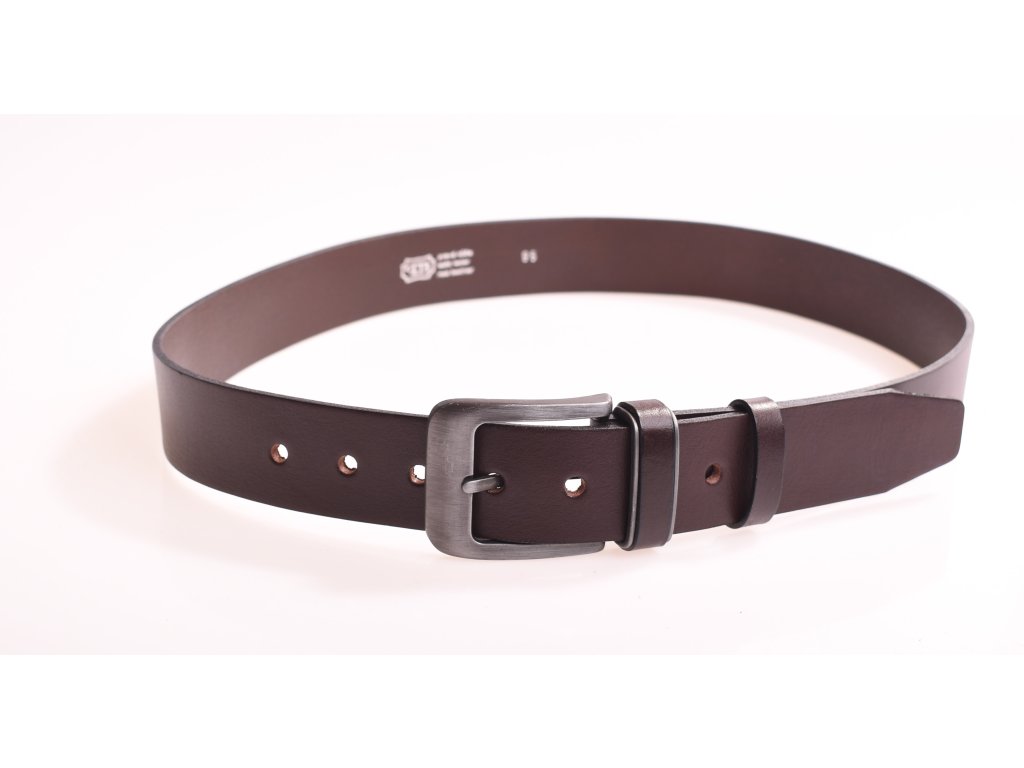 Pánský kožený opasek KUBÁT hnědý matný