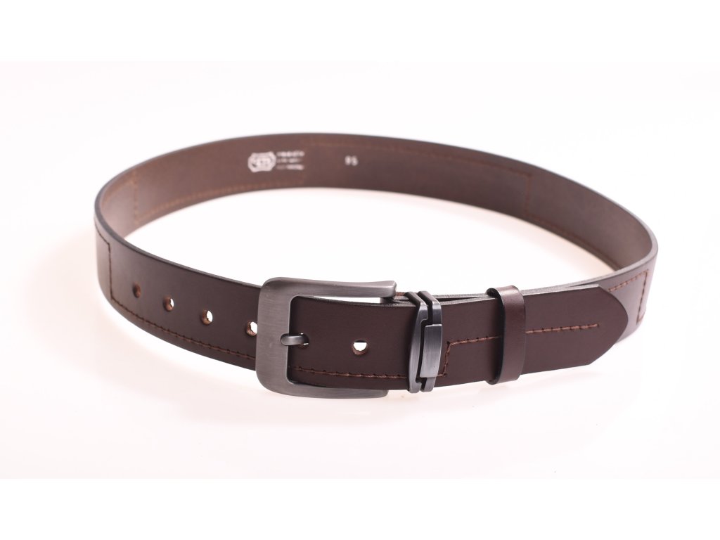 Pánský kožený opasek KUBÁT hnědý matný