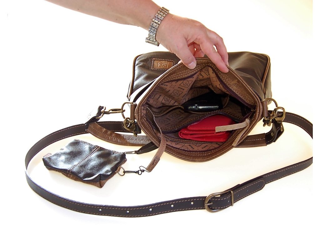 Kožená kabelka se dvěma popruhy Amálka