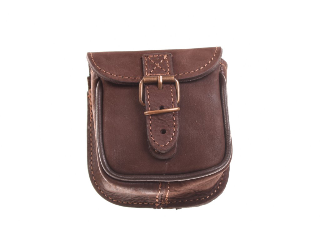 Malá černá kožená kapsa na opasek KUBÁT – ruční výroba z pravé kůže