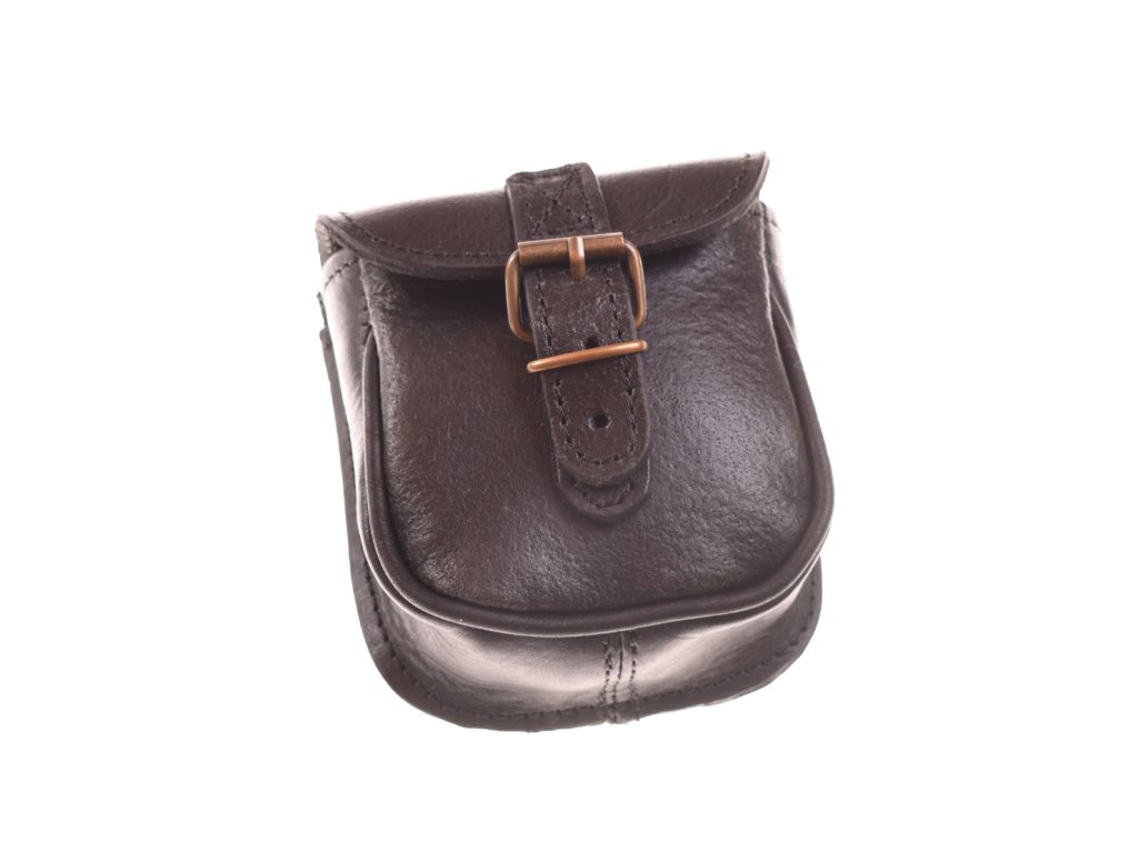 Malá černá kožená kapsa na opasek KUBÁT – ruční výroba z pravé kůže