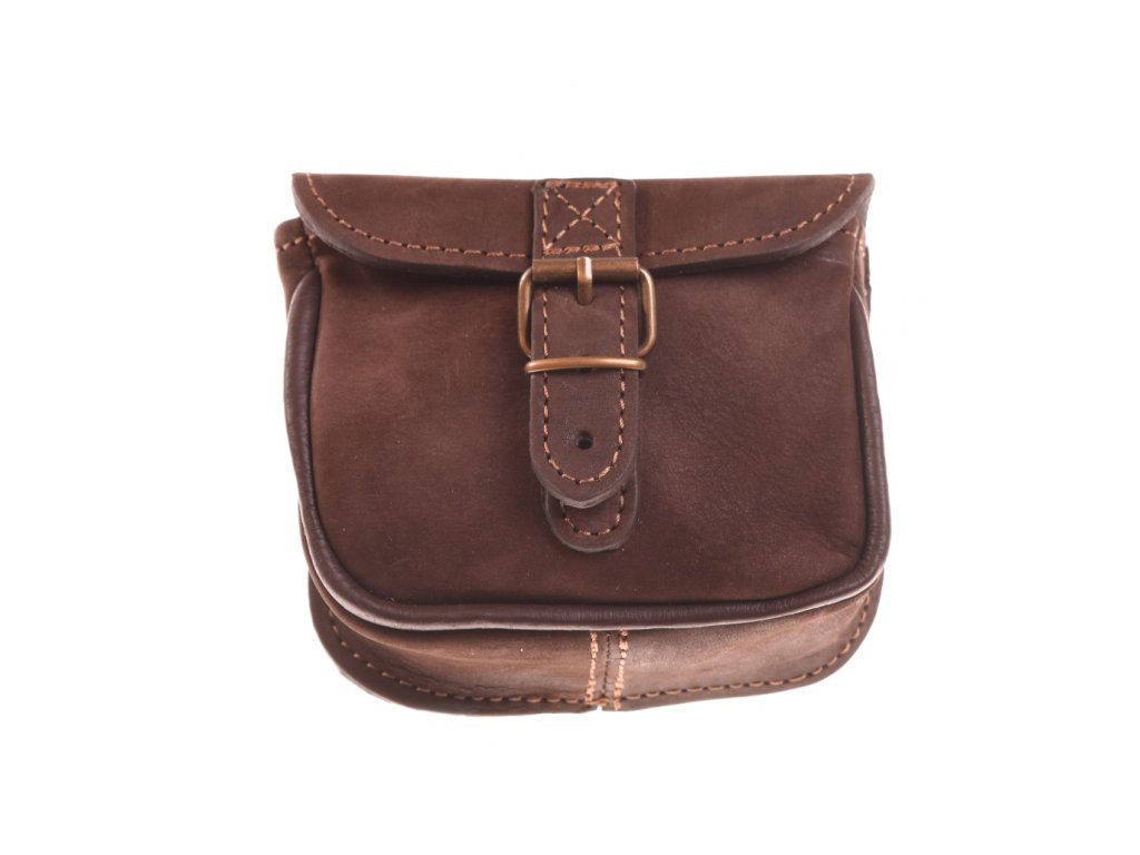 Černá kožená kapsa na opasek KUBÁT – ruční výroba