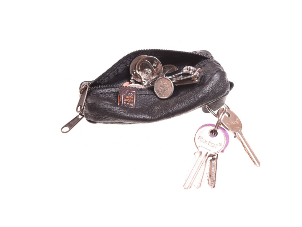 Kožená klíčenka oválná se dvěma zipy
