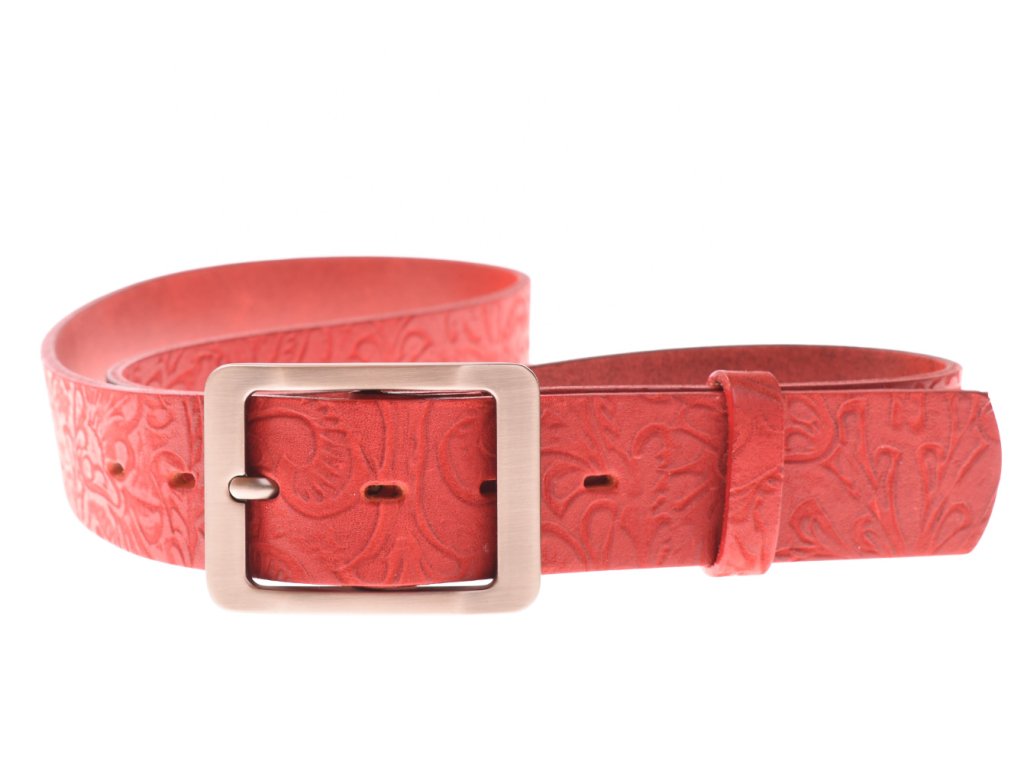 Dámský kožený opasek KUBÁT s květinovým reliéfem