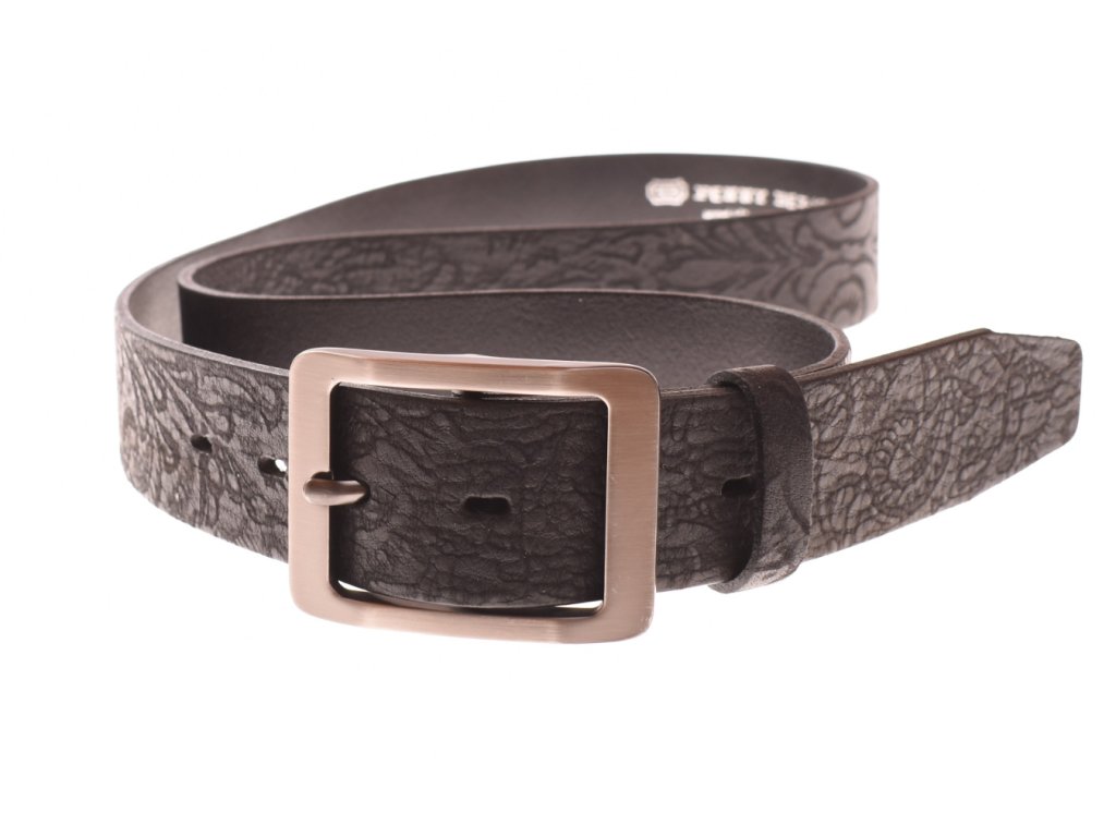 Dámský kožený opasek KUBÁT s květinovým reliéfem