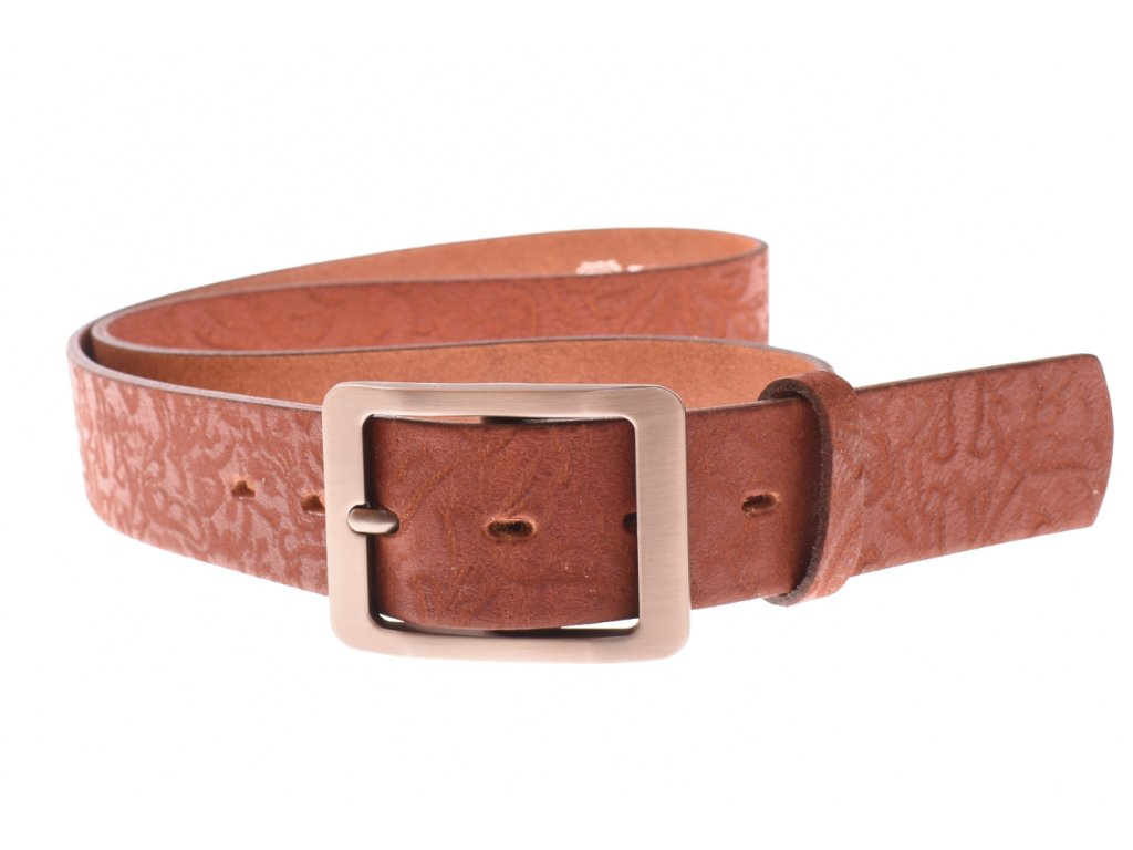 Dámský kožený opasek KUBÁT s květinovým reliéfem