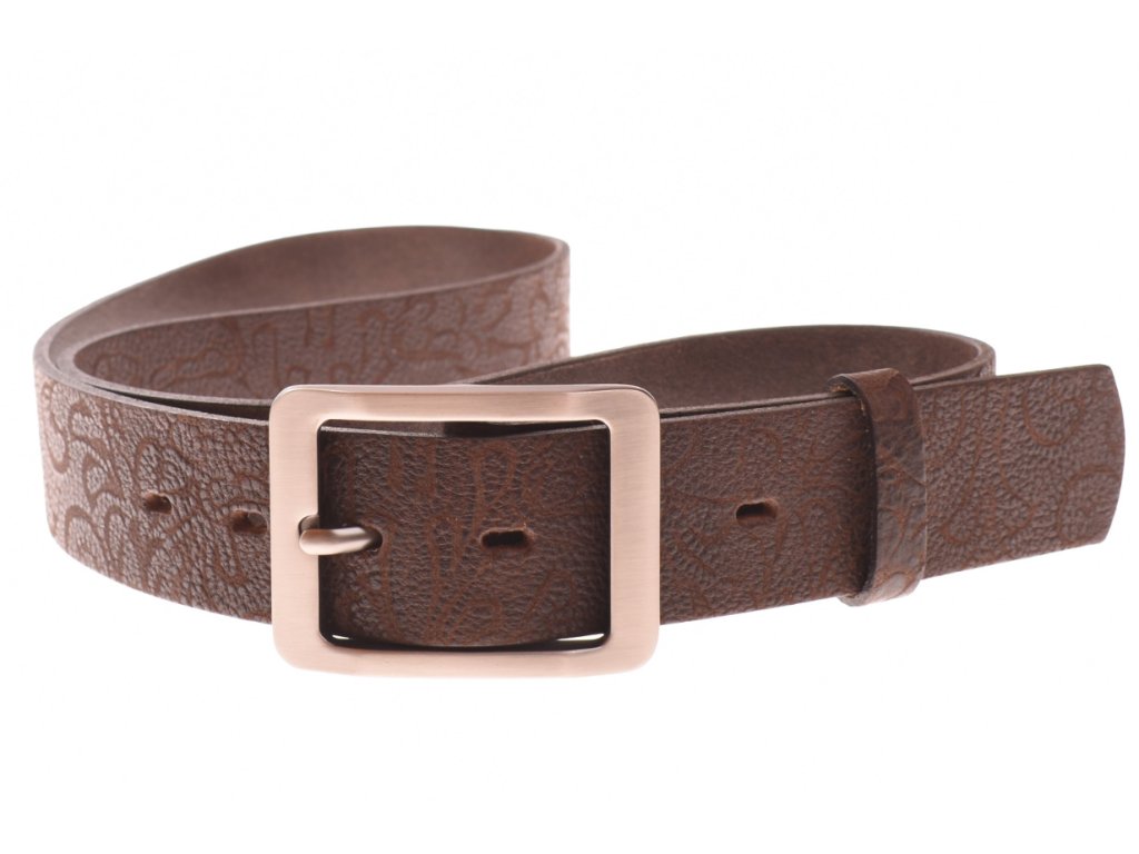 Dámský kožený opasek KUBÁT s květinovým reliéfem