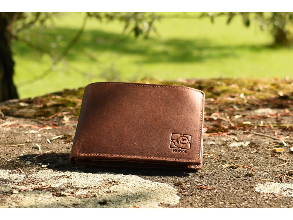 Interiér pánské kožené peněženky KUBÁT – hnědá