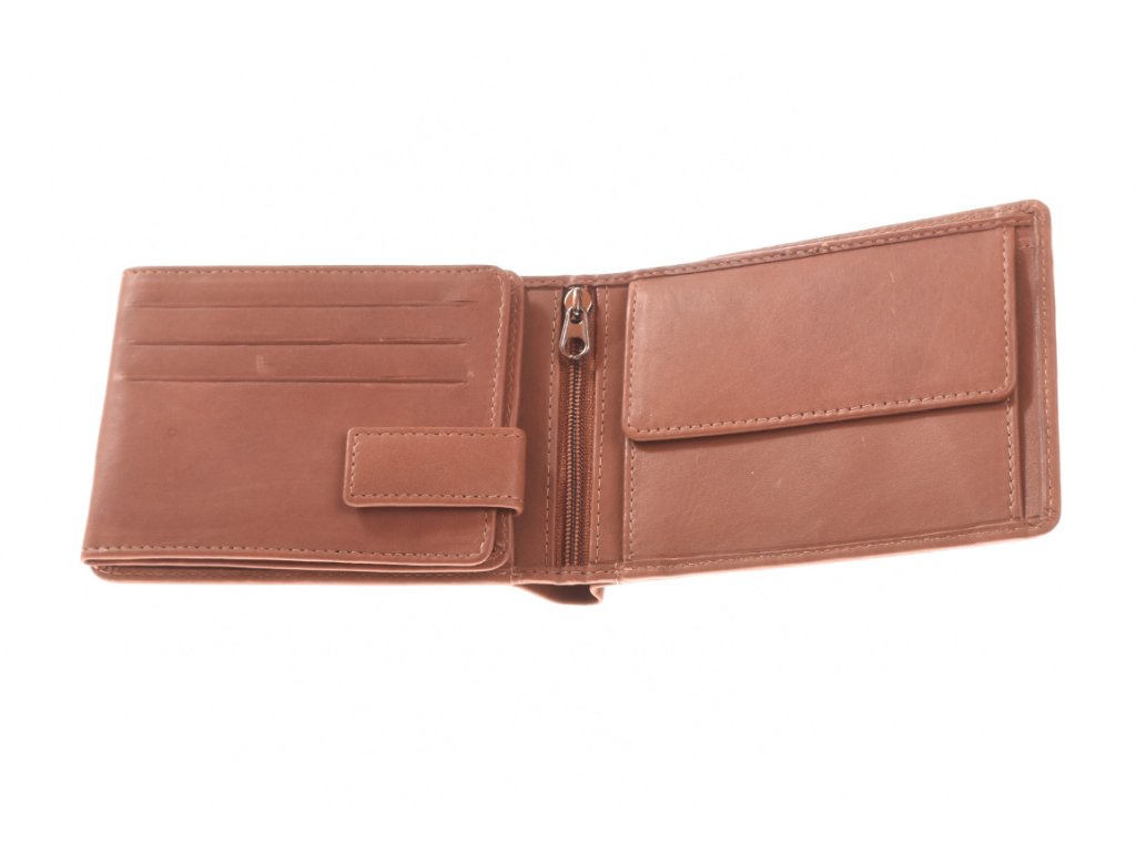 Zpracování kůže pánské peněženky KUBÁT – hnědá