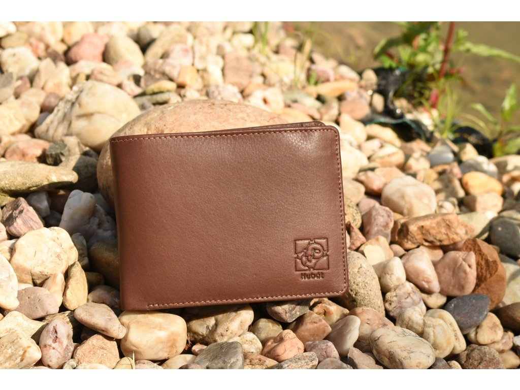 Interiér pánské kožené peněženky KUBÁT – hnědá