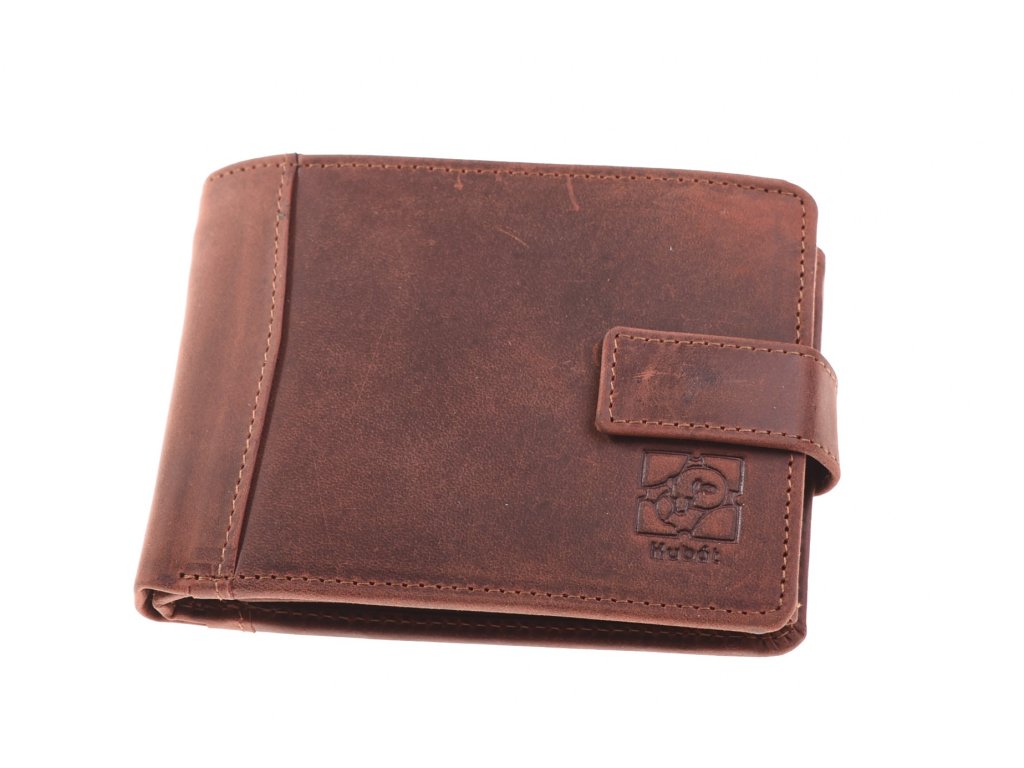 Pánská kožená peněženka KUBÁT – hnědá se zápinkou