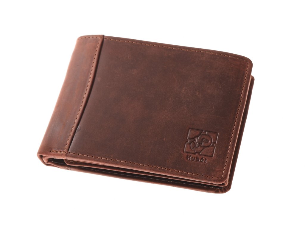 Pánská kožená peněženka KUBÁT – hnědá se zápinkou