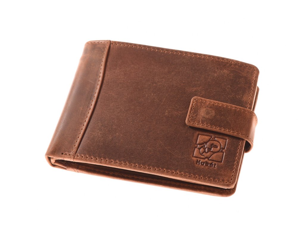 Pánská kožená peněženka KUBÁT – hnědá se zápinkou