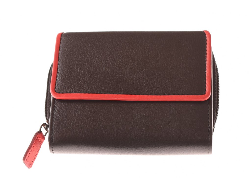 Dámská kožená malá peněženka KUBÁT – černá a červená