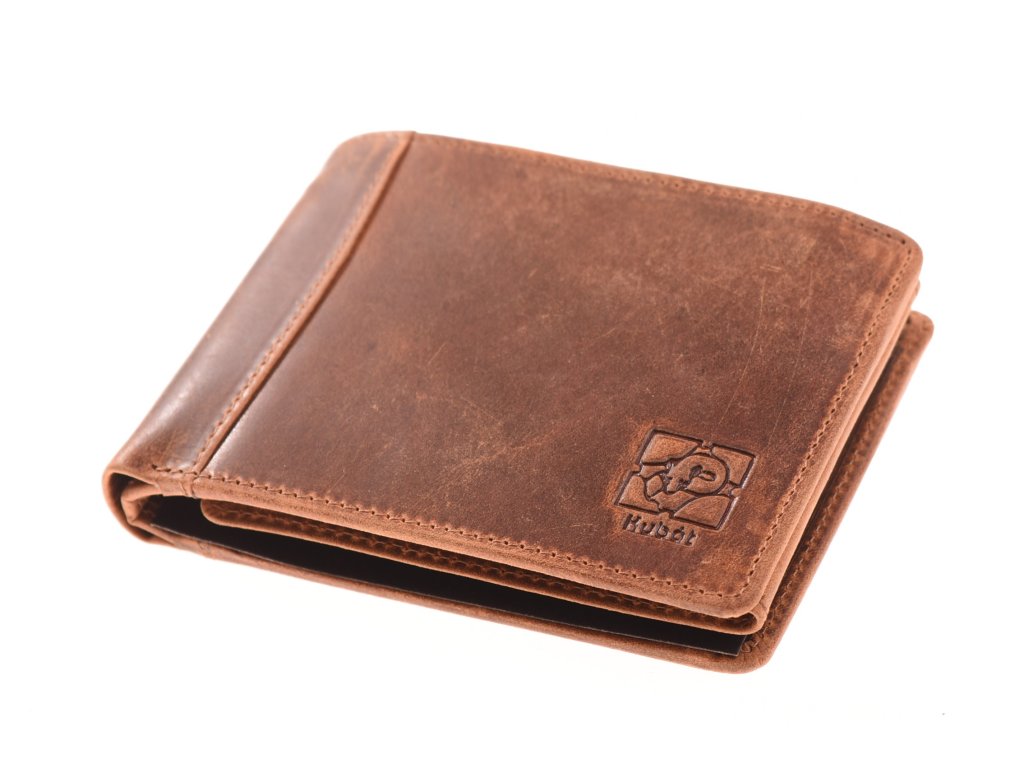 Dárkový set KUBÁT – hnědá kožená peněženka a opasek