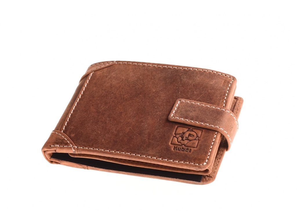 Pánská kožená peněženka KUBÁT se zápinkou z broušené olejované kůže
