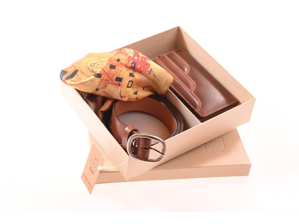 Kožená dámská peněženka psaníčko KUBÁT – součást dárkové sady