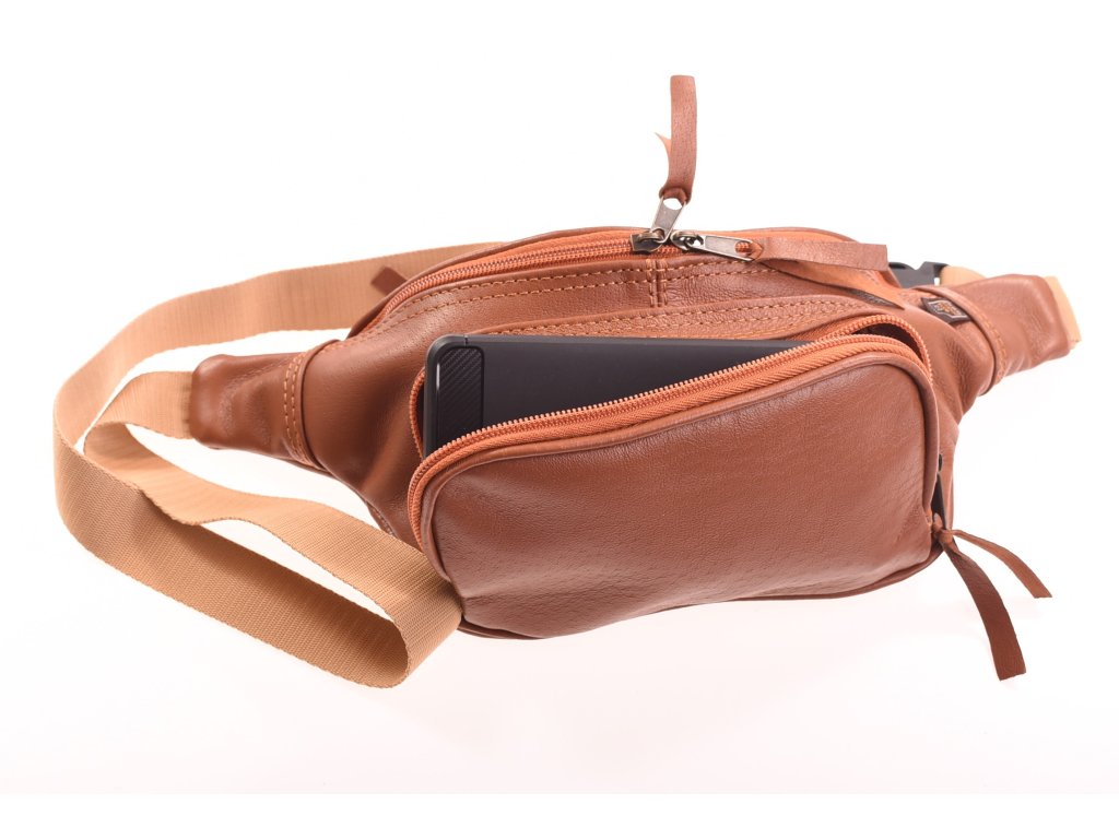 Kožená ručně vyrobená ledvinka KUBÁT z přírodní kůže