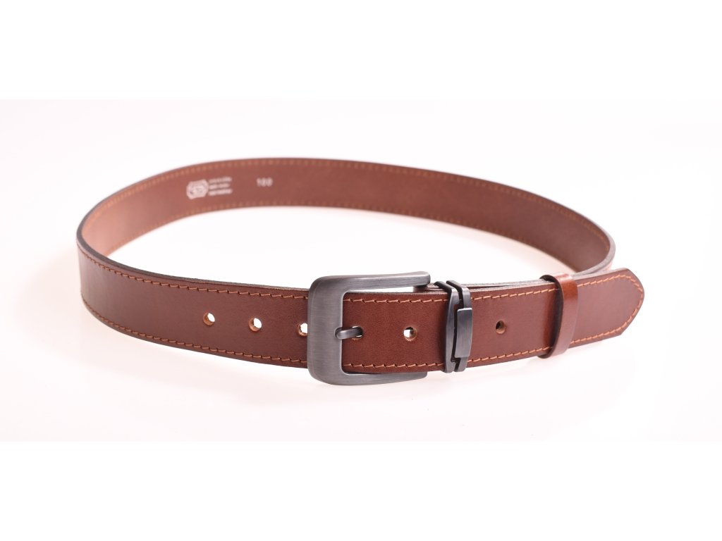 Pánský kožený opasek KUBÁT koňakový matný