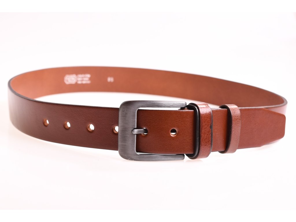 Pánský kožený opasek KUBÁT hnědý matný